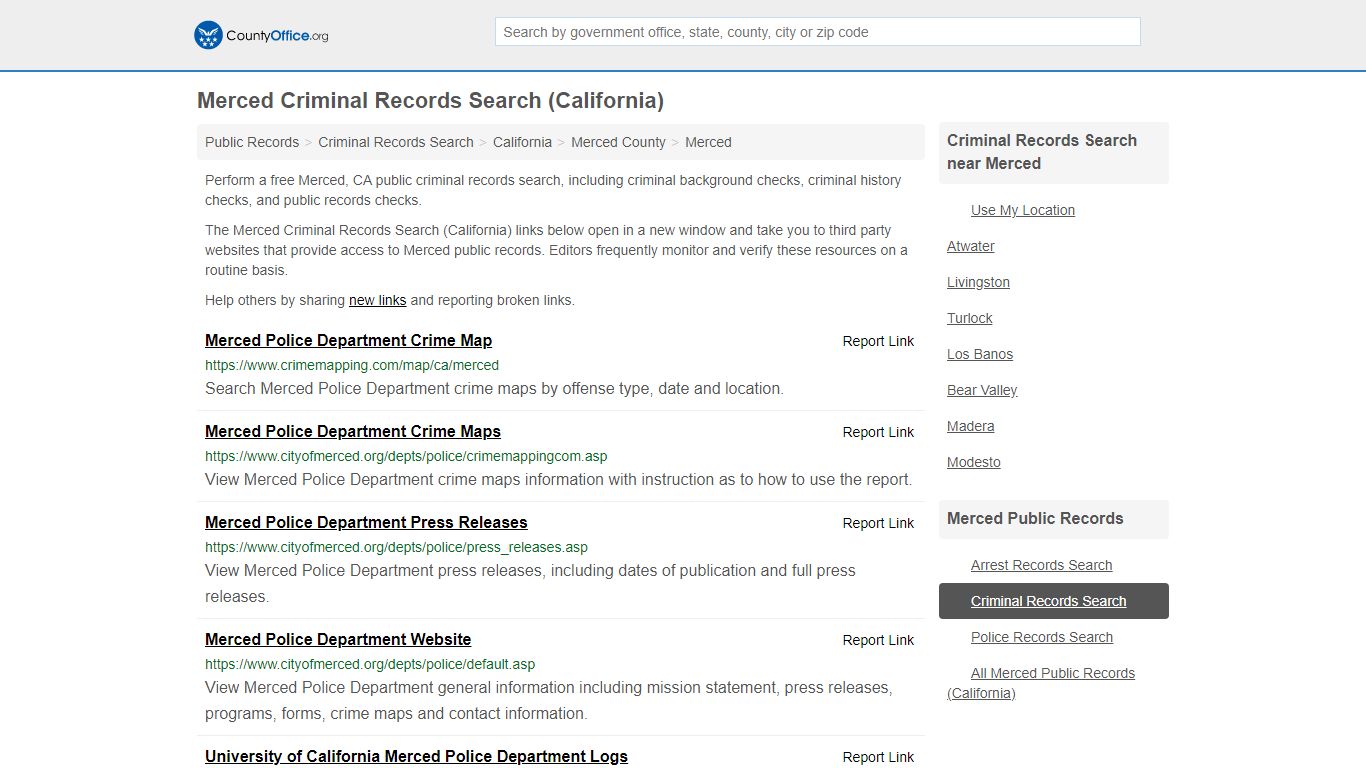 Merced Criminal Records Search (California) - County Office